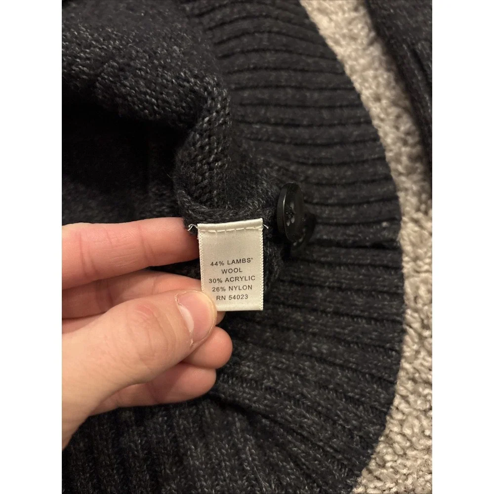 Banana Republic Sweater Buckle Collar 3-Button Pockets Tweed Blue Small Full Zip